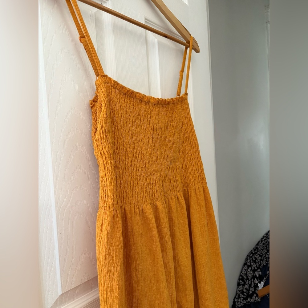 H&M Mustard Yellow Smocked Midi Sundress - Picture 3 of 12
